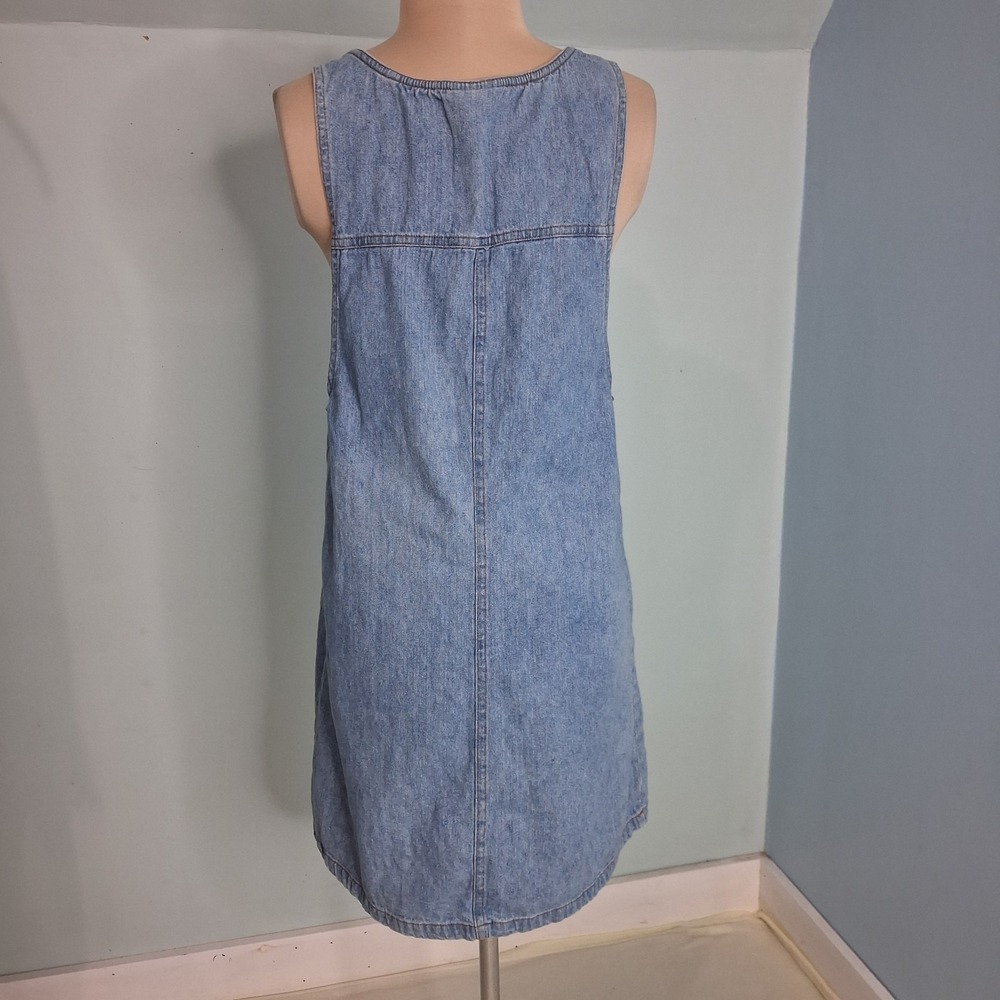 Denim Overall Pinafore Vintage Apron Style Jumper Dress Sleeveless Cottage S - Picture 3 of 14